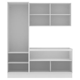 Kit Área De Serviço Madesa Acordes 100% MDF com Armário e Balcão Portas Branco Brilho Cor:Branco - 9