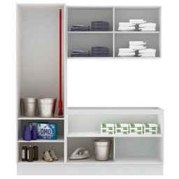 Kit Área De Serviço Madesa Acordes 100% MDF com Armário e Balcão Portas Branco Brilho Cor:Branco - 3