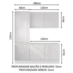 Kit Área De Serviço Madesa Acordes 100% MDF com Armário e Balcão Portas Branco Brilho Cor:Branco - 2