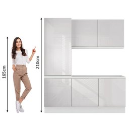 Kit Área De Serviço Madesa Acordes 100% MDF com Armário e Balcão Portas Branco Brilho Cor:Branco - 4