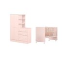 Ver imagem 3 de Jogo de Quarto do Bebê Completo Berço Colchão e Roupeiro Rosa - Móveis Leartam
