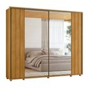 Ver imagem 3 de Guarda-Roupa Casal 2 Portas de Correr 100% MDF com Espelhos e Pés Dali Marrom/Cumaru