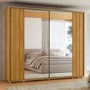 Ver imagem 1 de Guarda-Roupa Casal 2 Portas de Correr 100% MDF com Espelhos e Pés Dali Marrom/Cumaru