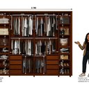 Ver imagem 4 de Guarda-Roupa Casal 2 Portas de Correr 100% MDF com Espelhos e Pés Dali Marrom/Cumaru