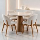 Ver imagem 1 de Kit 04 Cadeiras de Jantar e Estar Living Estofada Mia L02 Bouclê Cru - Lyam Decor