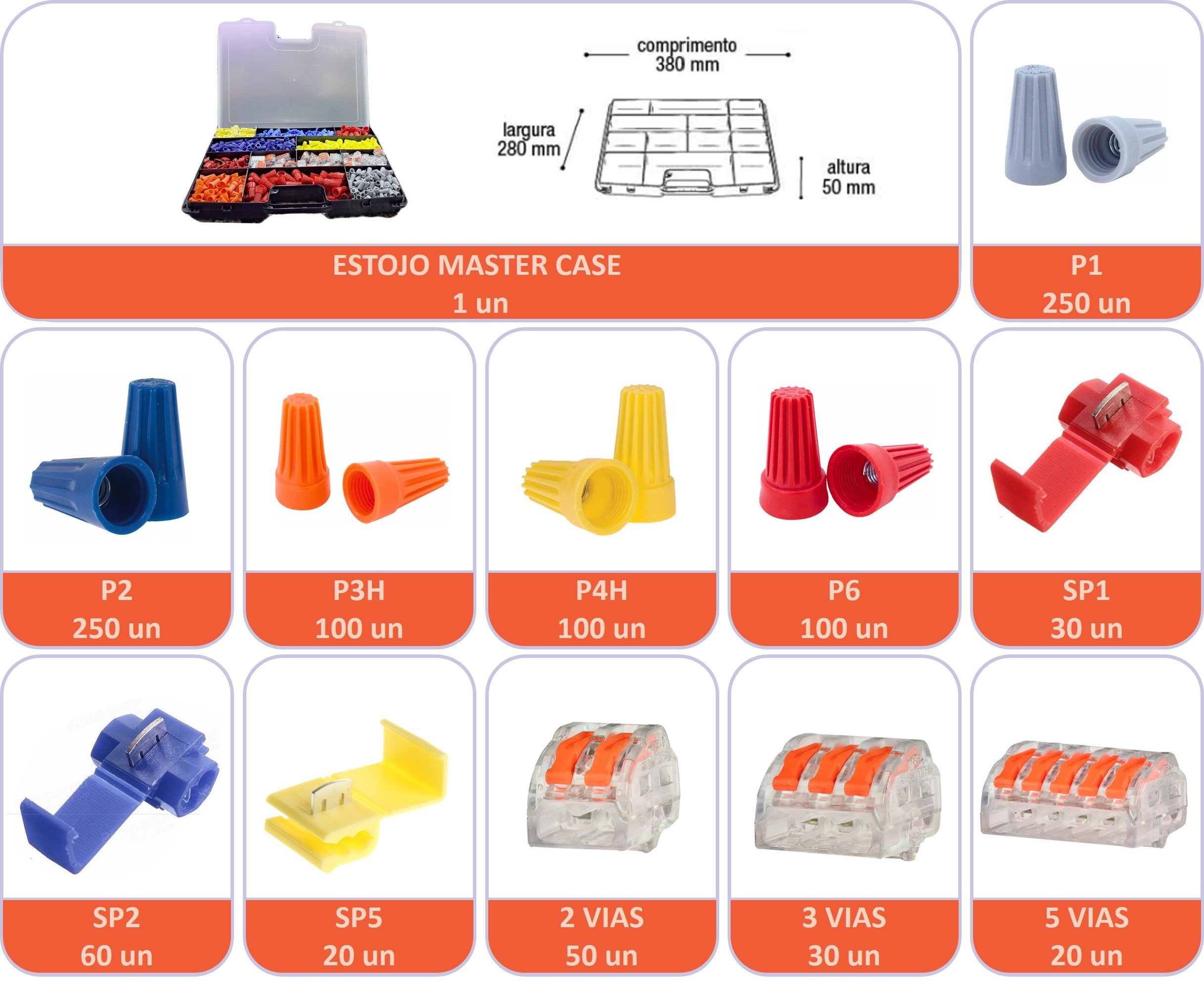 Kit Conectores Derivação Torção Emenda Rápida 1010 peças - 5