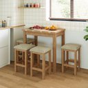 Ver imagem 1 de Conjunto Mesa Dobrável com 4 Bancos para Sala de Jantar Marrom/Inovata/Palha