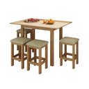 Ver imagem 2 de Conjunto Mesa Dobrável com 4 Bancos para Sala de Jantar Marrom/Inovata/Palha