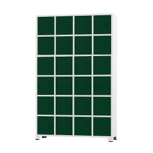 Armário Roupeiro de Aço 24 Portas para Vestiário Academia Locker Verde Escuro com Chave