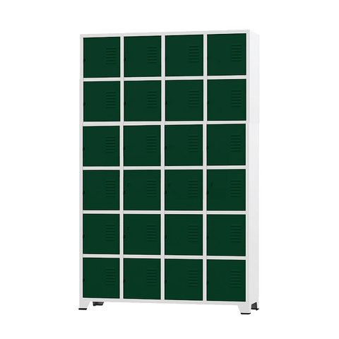 Armário Roupeiro de Aço 24 Portas para Vestiário Academia Locker Verde Escuro com Chave