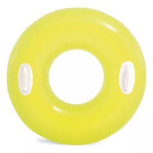 Boia Inflável Redonda com Pega Mão Amarela Neon 76cm - Intex:brilhante