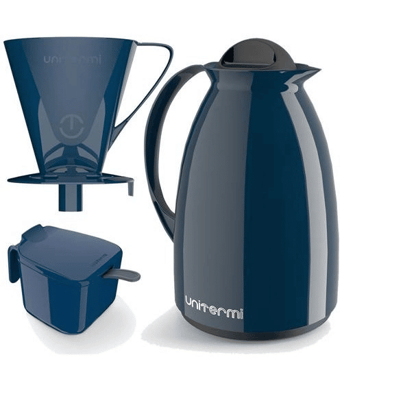 Garrafa Térmica Kit Café Pratico 3 Peças Azul - 1