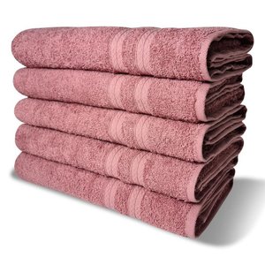 Kit 5 Toalhas de Banho 430g-m² Grande Grossa 80x150cm Itália Soft - Rosê Rosê