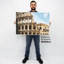 Ver imagem 2 de Quadro Decorativo Caixa Alta com Vidro Cidade Roma Itália - Coliseu TaColado Moldura Branca 90 x 60c