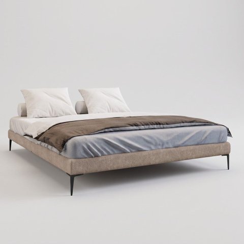 Cama Base Box King Unique 193x203 Sommier Moderno Pés de Ferro Bouclê Capuccino - Desk Design