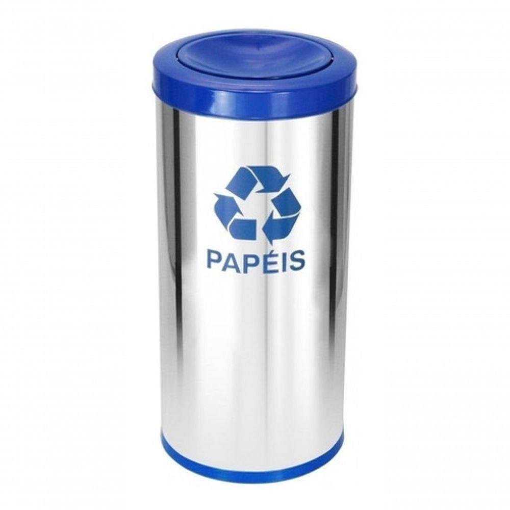 Lixeira em Aço Inox com Tampa Meia Esfera Pintada 22 Litros - 1