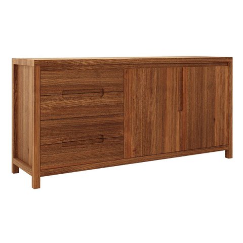 Balcão Buffet Nature com 2 Portas e 4 Gavetas Madeira Pinus Rústico Escuro
