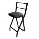 Ver imagem 2 de Banqueta Gourmet Alta Metal Estilo Industrial Assento Corino Preto