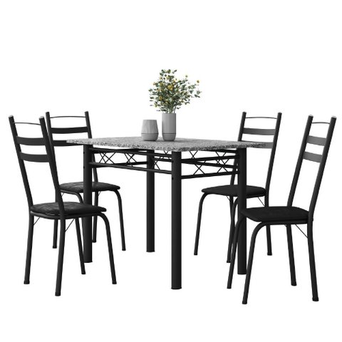 Conjunto de Mesa Sala de Jantar com 4 Cadeiras Leia Tubular Granito 1,20m Artefamol