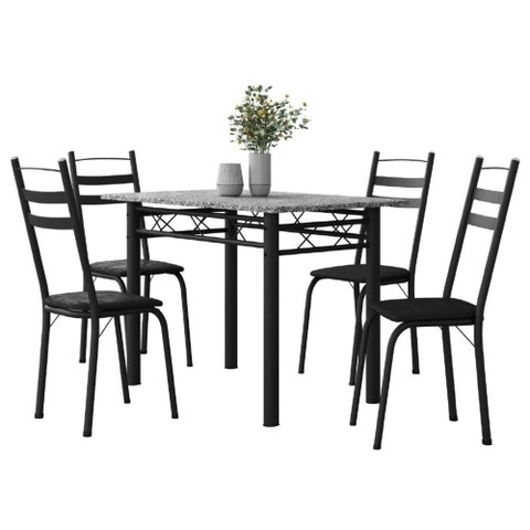 Conjunto de Mesa Sala de Jantar com 4 Cadeiras Leia Tubular Granito 1,20m Artefamol