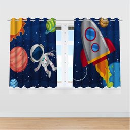 Cortina Infantil Astronauta Foguete Menino 2,60x1,50 Mod2 - 2