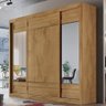 Guarda-roupa Casal Sofia 3 Portas 4 Gavetas Espelhado Amendoa Off White - Mademarques - 5