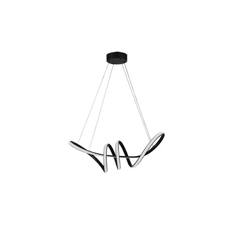 Luminária Preta de Teto Pendente Loop Led Taschibra 38w 3000k Luz Quente
