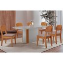 Ver imagem 1 de Conjunto: Mesa Sala Jantar Pietá C/ Tampo Madeirado C/ Vidro Canto Curvo 180x90cm e 6 Cadeiras