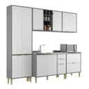 Ver imagem 2 de Cozinha Compacta Modulada com 10 Portas e 5 Gavetas Domus Espesso Móveis Branco/Silver