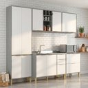 Ver imagem 1 de Cozinha Compacta Modulada com 10 Portas e 5 Gavetas Domus Espesso Móveis Branco/Silver