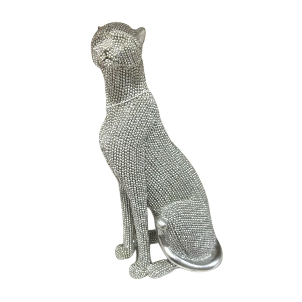 Escultura Decorativa Leopardo Sentado em Resina Diamond 23 Cm - 1