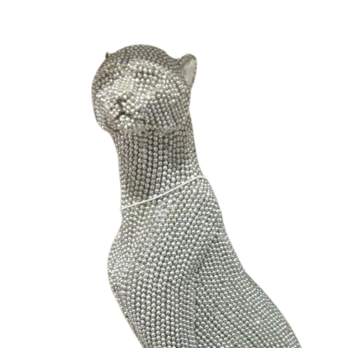 Escultura Decorativa Leopardo Sentado em Resina Diamond 23 Cm - 3