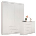 Ver imagem 1 de Cômoda e Guarda Roupa Infantil Helena Branco Brilho - Phoenix