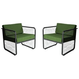 Conjunto 2 Poltronas para Área Externa Santiago em Alumínio e Fibra Sintética Acesse Móveis - 1