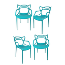 Ver imagem 4 de Kit com 4 Cadeira Allegra Azul Turquesa Sala de Janta, Bares