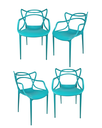 Ver imagem 4 de Kit com 4 Cadeira Allegra Azul Turquesa Sala de Janta, Bares