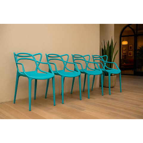 Kit com 4 Cadeira Allegra Azul Turquesa Sala de Janta, Bares
