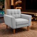 Ver imagem 1 de Poltrona Sala de Estar Bia Pés Palito Linho Cinza M3 - Monari Design