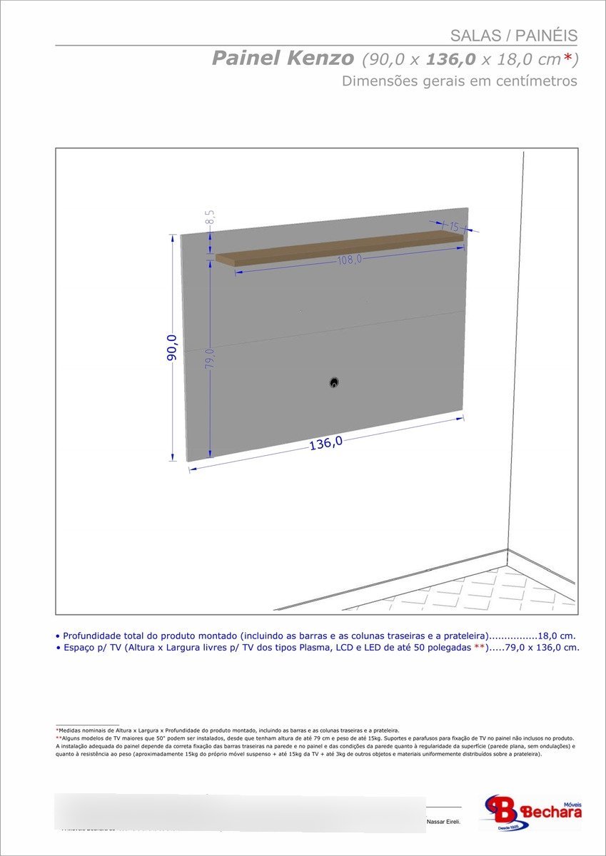 Painel Para Tv Até 50 Polegadas Kenzo 136cm - Branco - 5