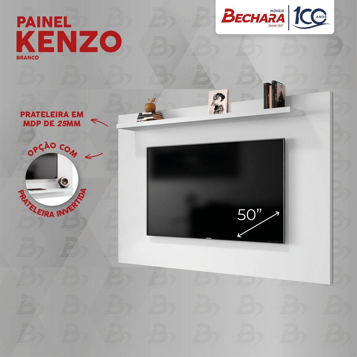 Painel Para Tv Até 50 Polegadas Kenzo 136cm - Branco - 4