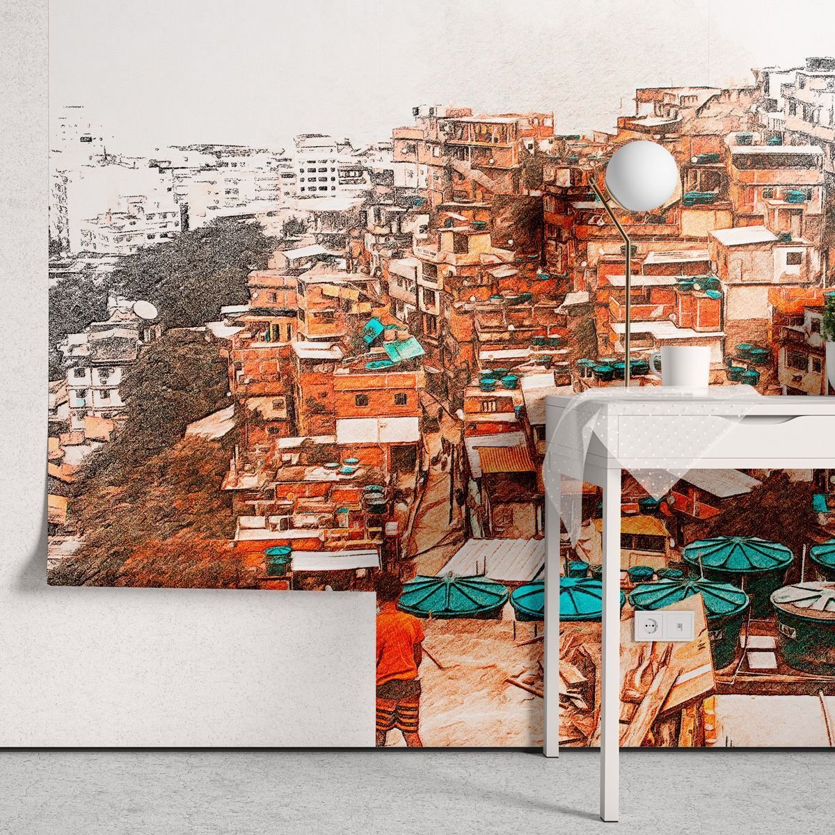 Papel de Parede Adesivo Brasil - Favela - Painel - 3