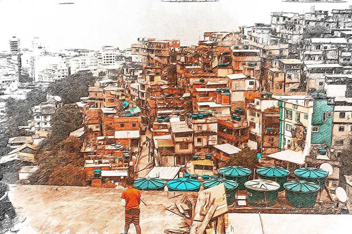 Ver imagem 2 de Papel de Parede Adesivo Brasil - Favela - Painel