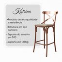 Ver imagem 3 de Kit 2 Banquetas Katrina Assento Corano Base Fixa com Encosto Aco para Cozinha Bege