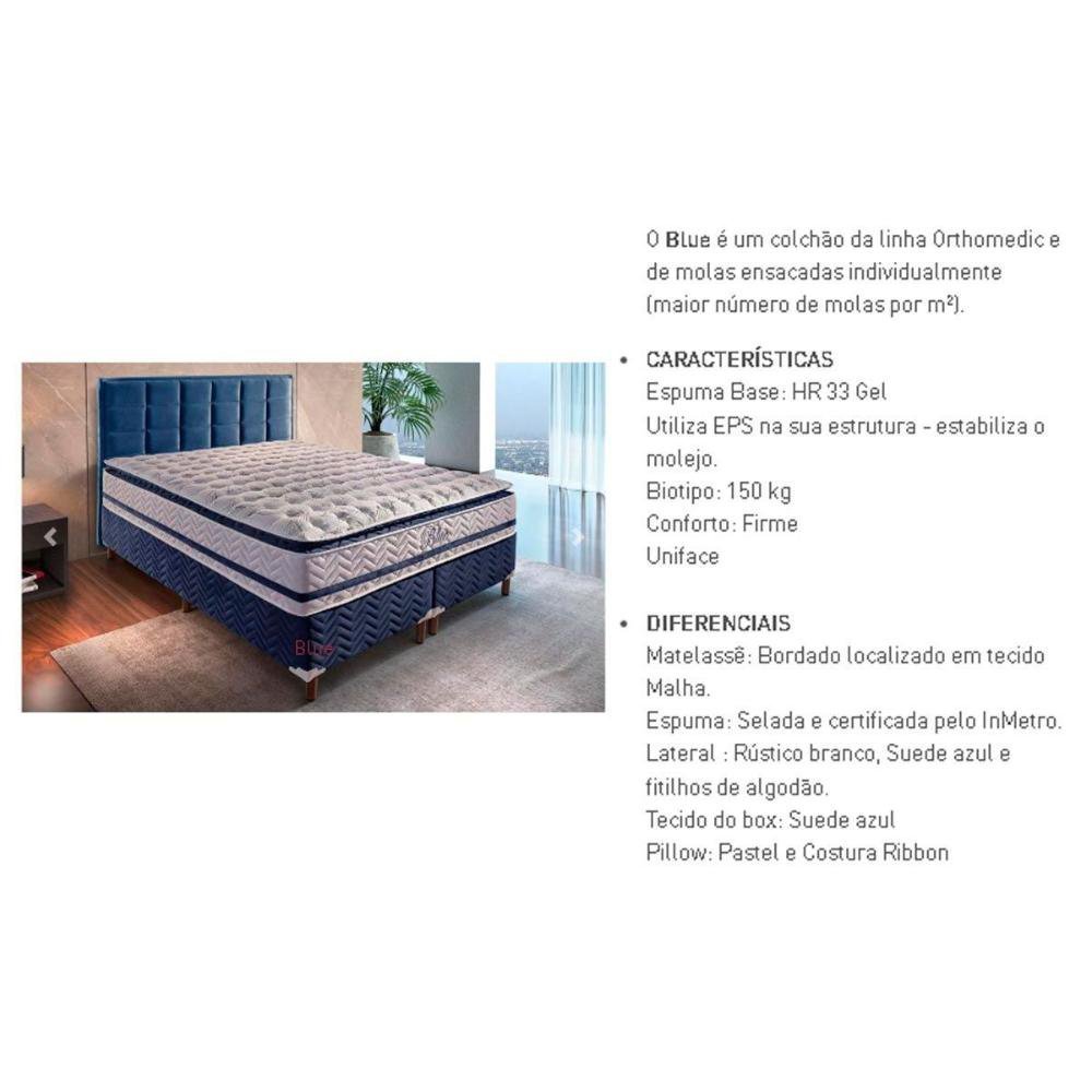 Colchão Casal Molas Ensacadas Visco Gel MasterPocket Blue Pillow Top (138x188x32) - Paropas - 4