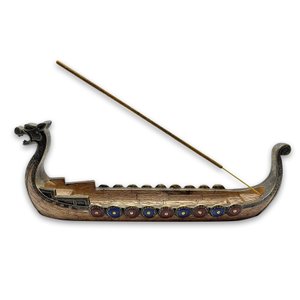 Incensário Vareta Barco Viking Drakkars Resina Cobre 33 Cm