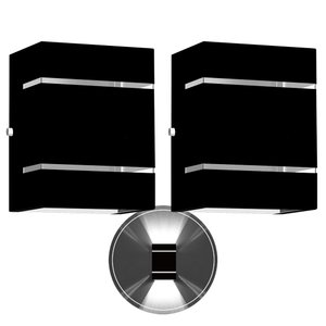 2 Arandelas Externa 2 Frisos Foco Fachos Parede Muro Preto