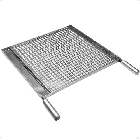Grelha Americana em Inox Churrasco com Chapa P/ Queijo e Legumes 50 Cm