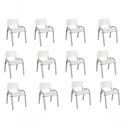 Ver imagem 1 de Kit 12 Cadeira Iso Infantil Creche, Base Cinza Branco