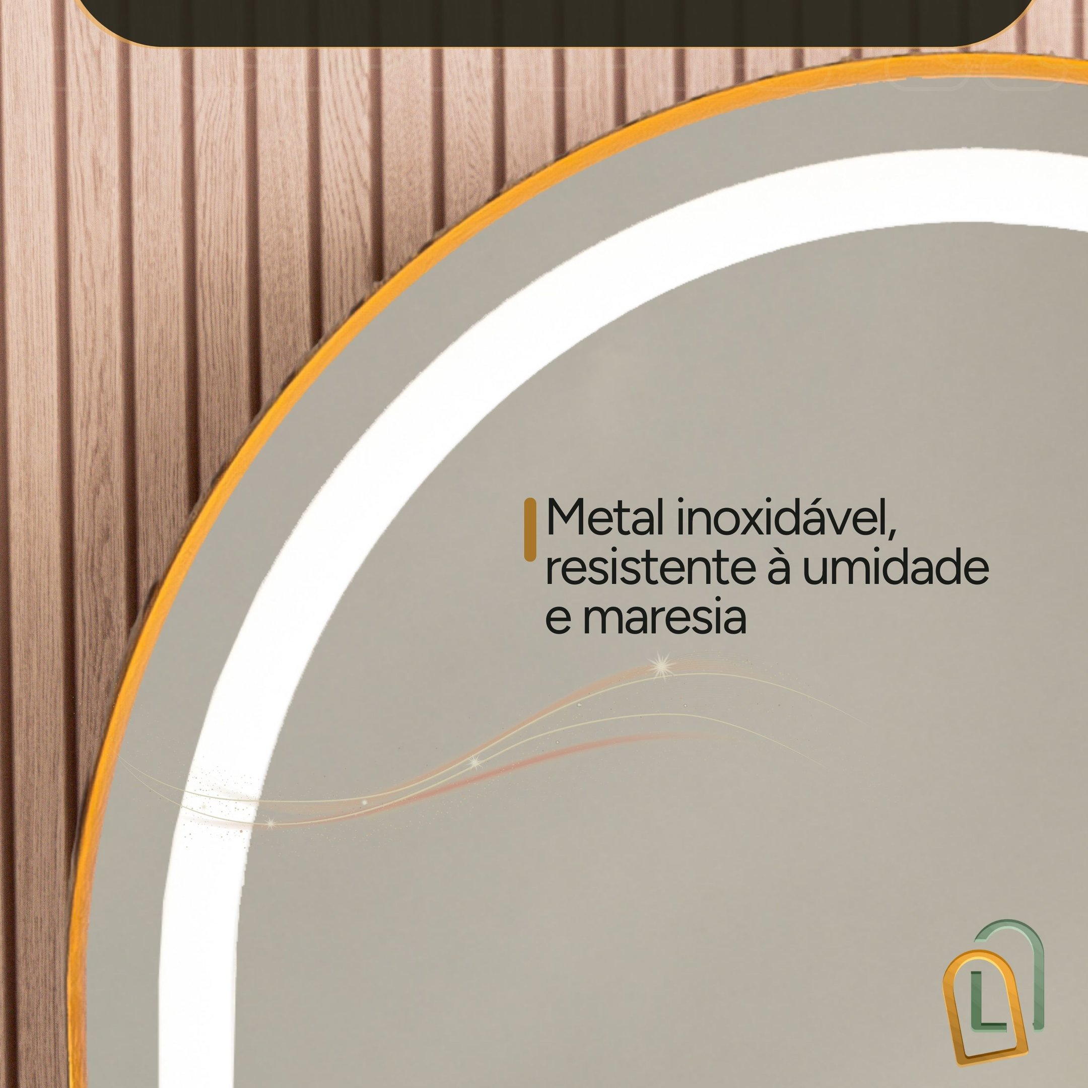 Espelho Jateado com Led Quente/frio Grande Corpo Inteiro com Moldura Oval 170x70cm Luxo Dourado - 5