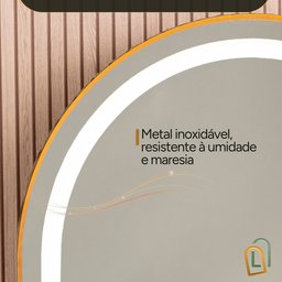 Espelho Jateado com Led Quente/frio Grande Corpo Inteiro com Moldura Oval 170x70cm Luxo Dourado - 5